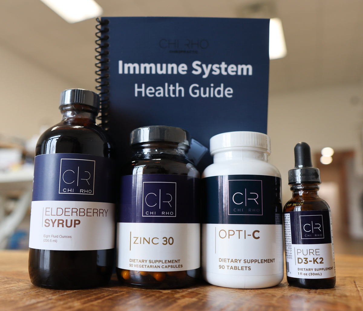 Immune Support Bundle includes Elderberry Syrup, Zinc 30, Opti-C & Pure D-3-K-2