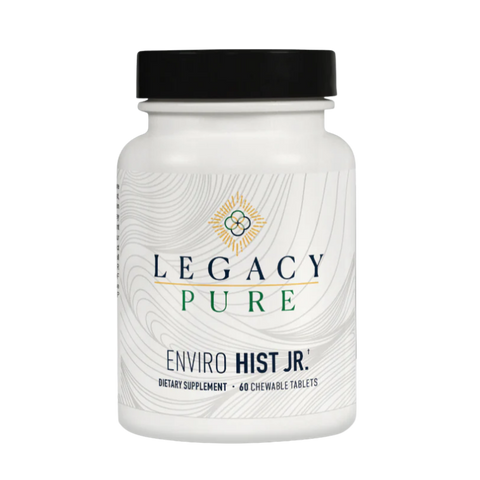 Legacy Pure Enviro Hist Jr. dietary supplement bottle with 60 chewable tablets for kids