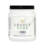 Legacy Pure GI Build Vanilla Chai dietary supplement in white container with black lid