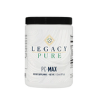 Legacy Pure PC Max Powder dietary supplement container with black lid and nutrition label