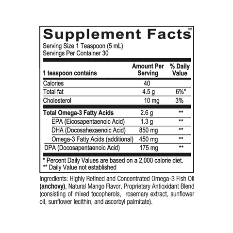 Ultra Omega Liquid | Supplement Facts | Legacy Pure Supplements