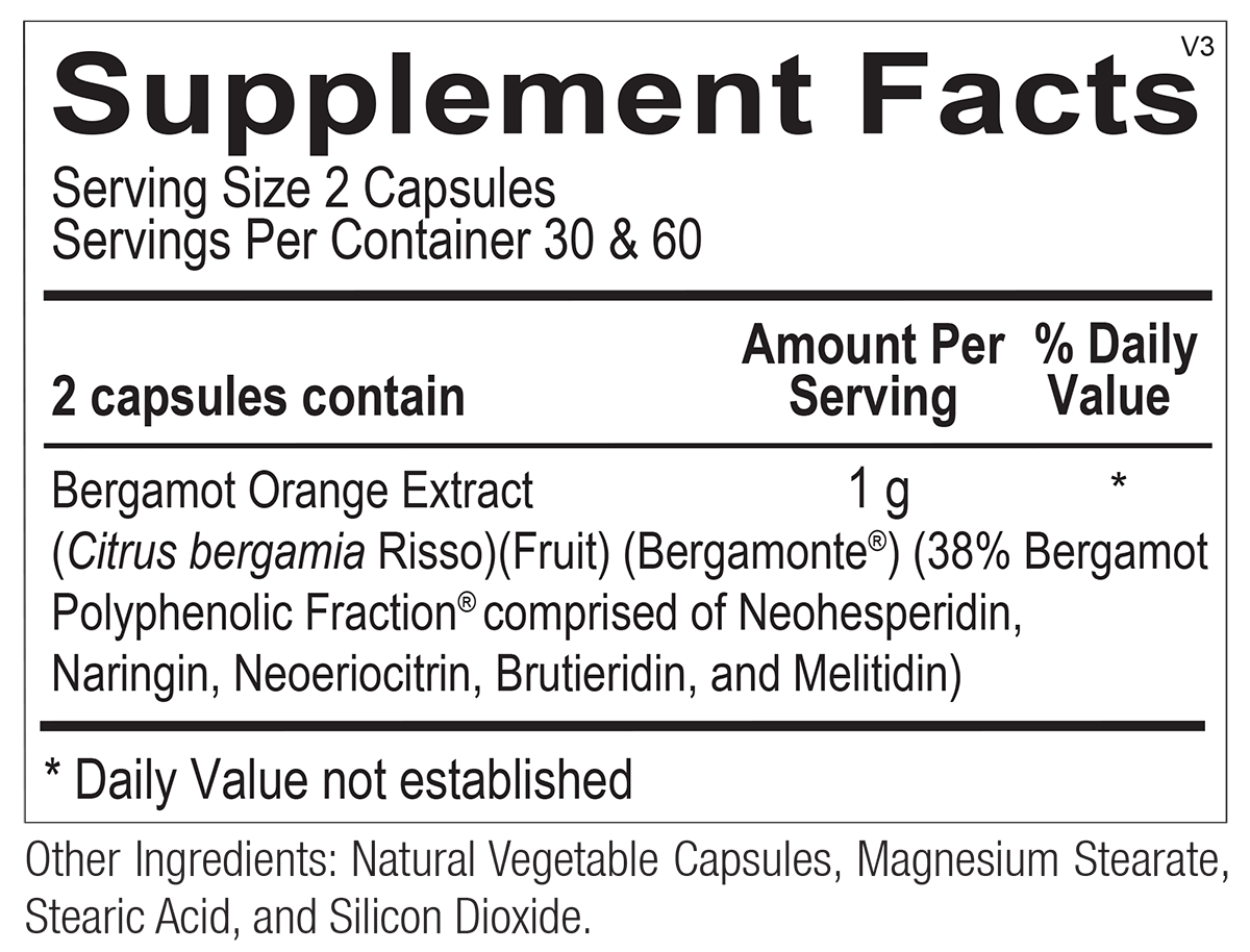 Chi Rho Chiropractic - Bergamot Ultra Dietary Supplement Facts